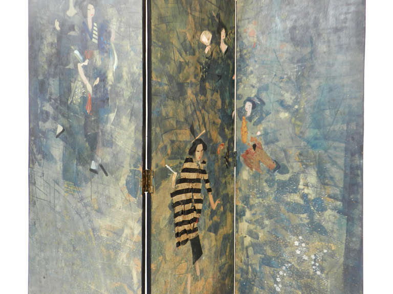 Japonisme Unique Paravento Screen by Eugene Klementieff