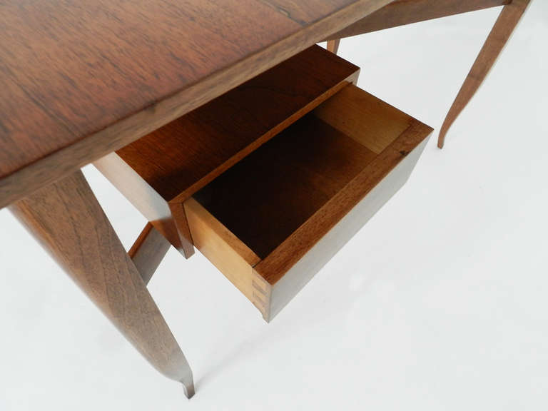 Walnut Gio Ponti Attributed Elegant Small Desk