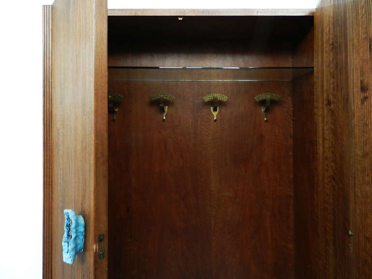 Brass Cabinet Wardrobe attributed to Osvaldo Borsani with unique Ceramic Handles