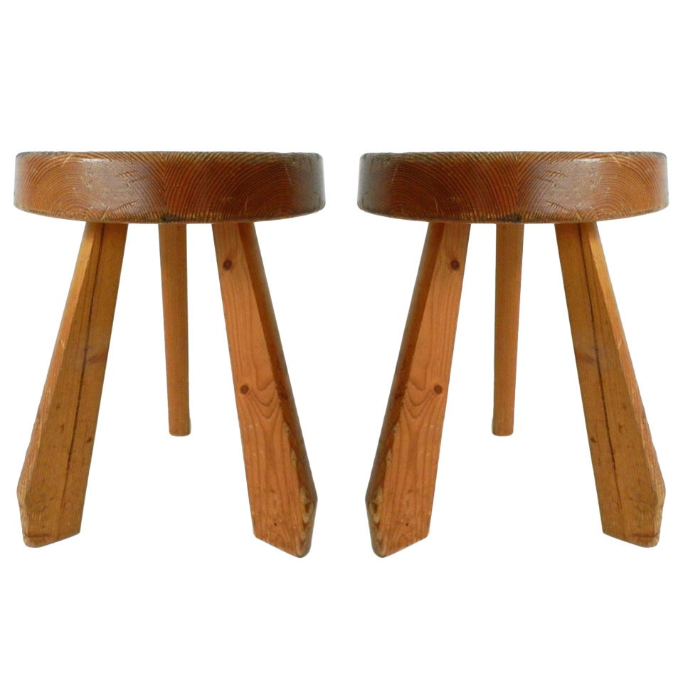 2 Stools mod. Tabouret Méribel by Charlotte Perriand