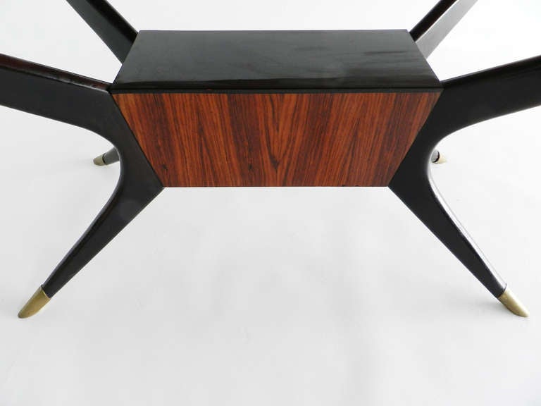 Mid-20th Century Desk or Dining Table with a Reverse-Painted Glass
