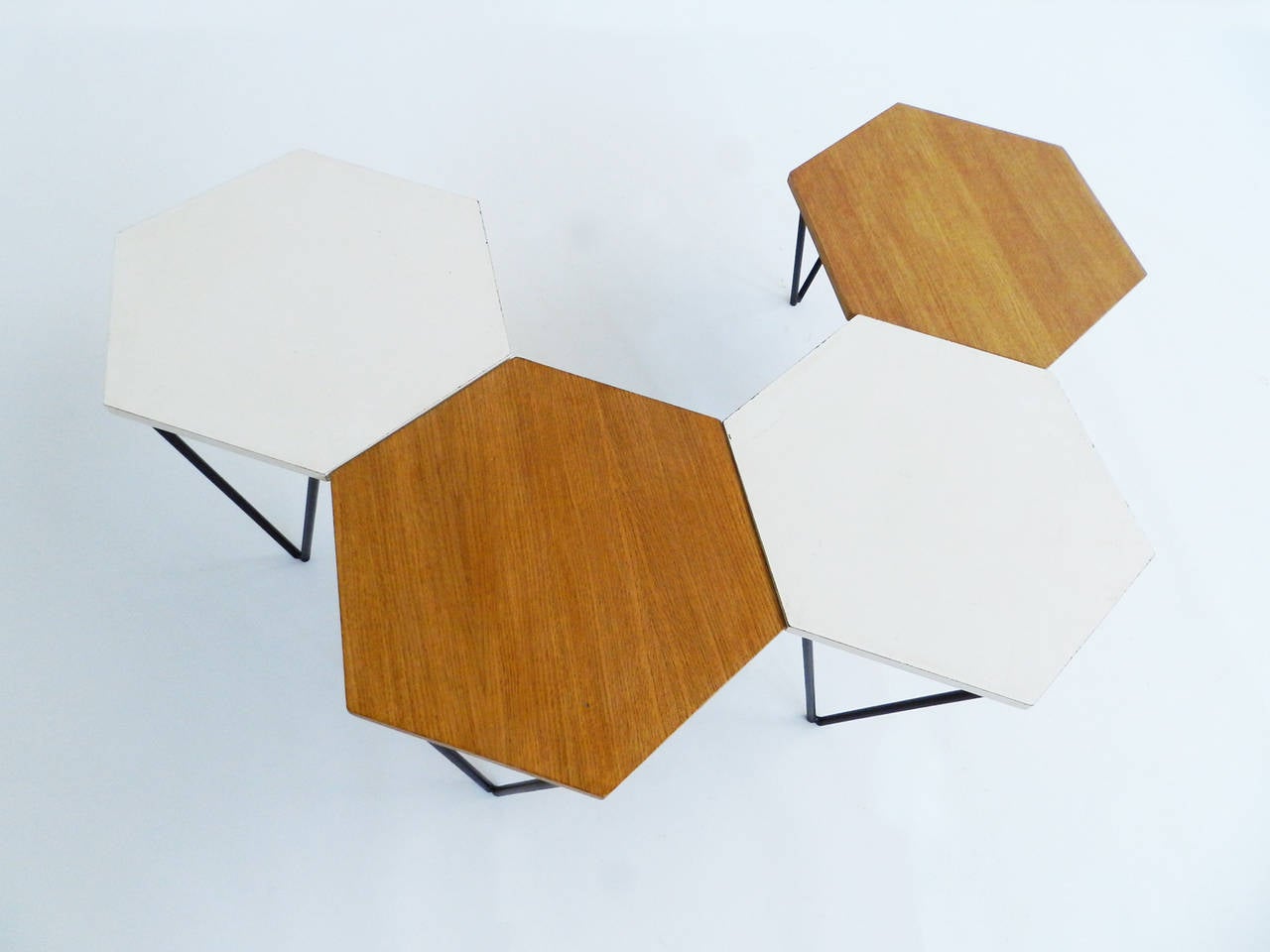 Mid-Century Modern Set of 4 Gio Ponti Laminated and Wood Modular Coffee Tables for ISA
