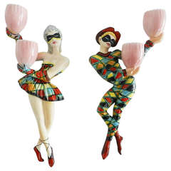 Retro Pair of Sconces of the Venetian Carnival