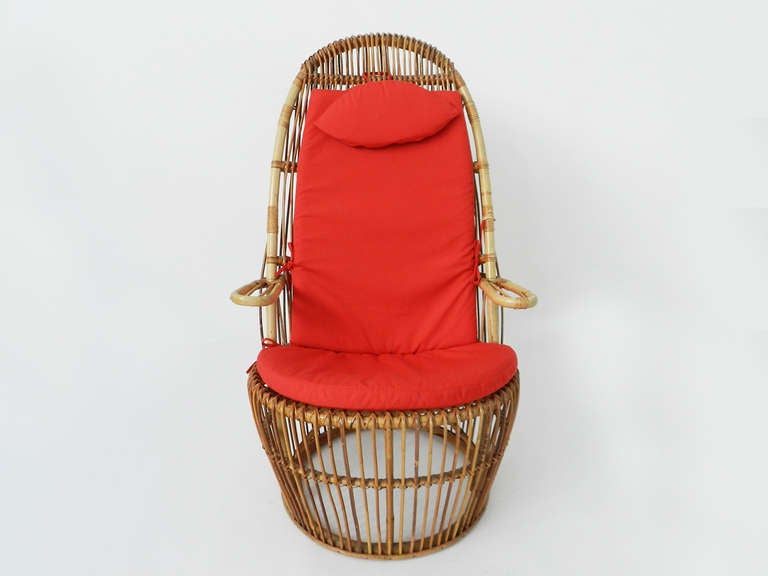 Mid-Century Modern Italy 1958, Bonacina Rattan Garden Chair For Sale