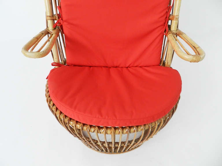 Italy 1958, Bonacina Rattan Garden Chair For Sale 2