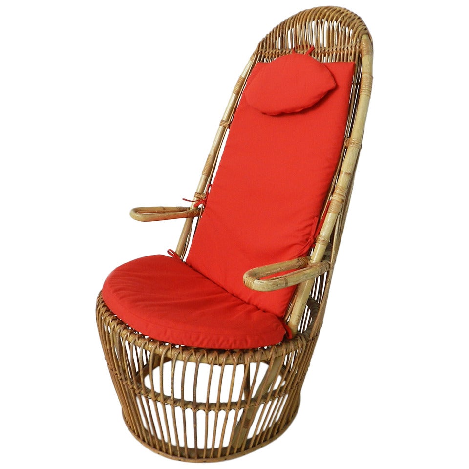 Italy 1958, Bonacina Rattan Garden Chair For Sale