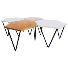 Set of 4 Gio Ponti Laminated and Wood Modular Coffee Tables for ISA