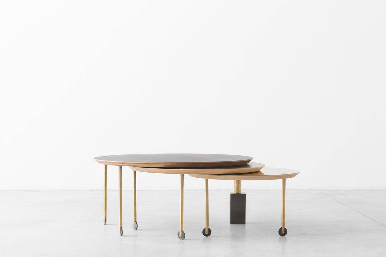 Modern Limited Edition Coffee Table with Three Sliding Tops by Veruska Gennari For Sale