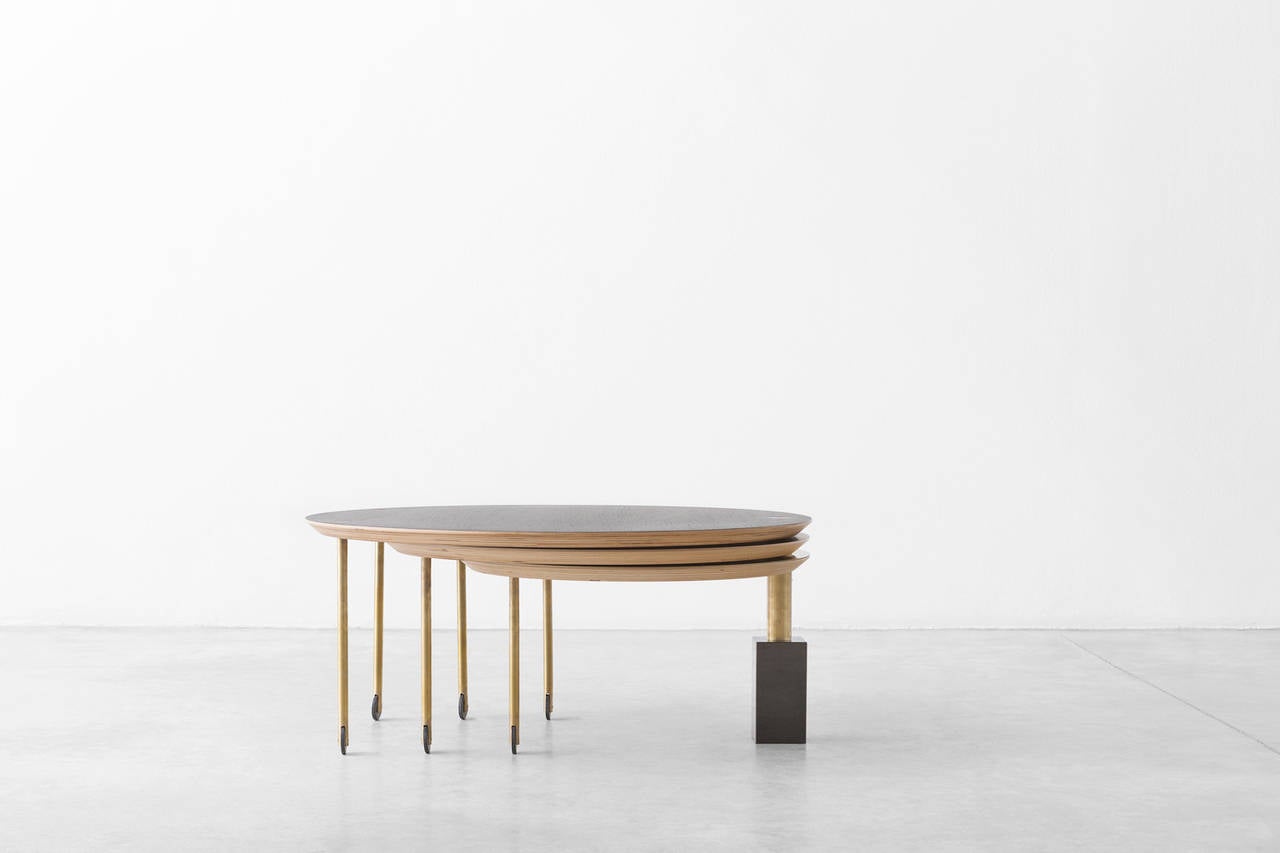 Swiss Limited Edition Coffee Table with Three Sliding Tops by Veruska Gennari For Sale