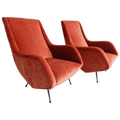 Two Armchairs Designed by Aldo Morbelli, Edited by ISA Italy, 1950s
