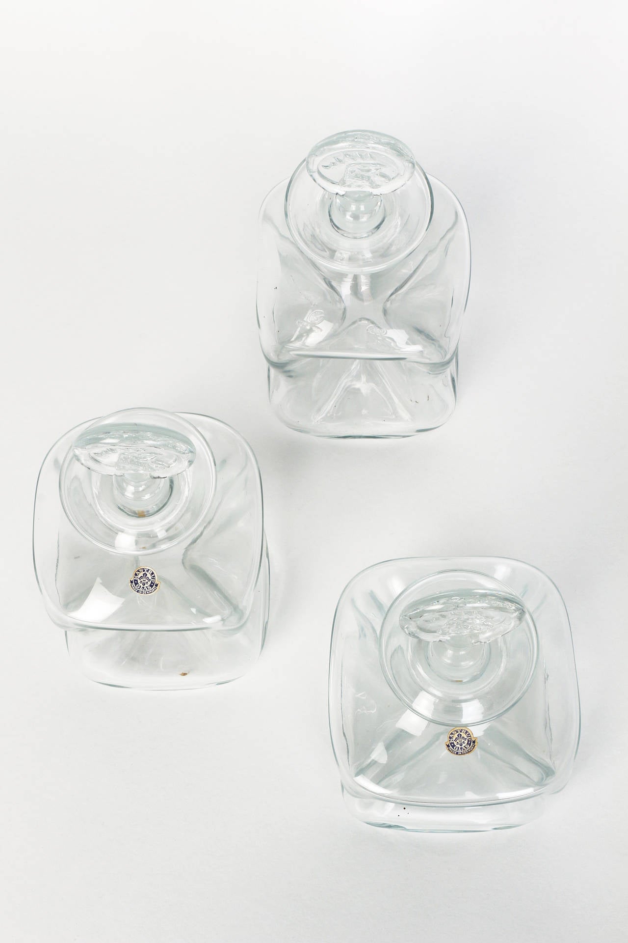 Glass Danish Set of 3 Decanter Kluk Kluk by Jacob Bang for Kastrup 50's For Sale
