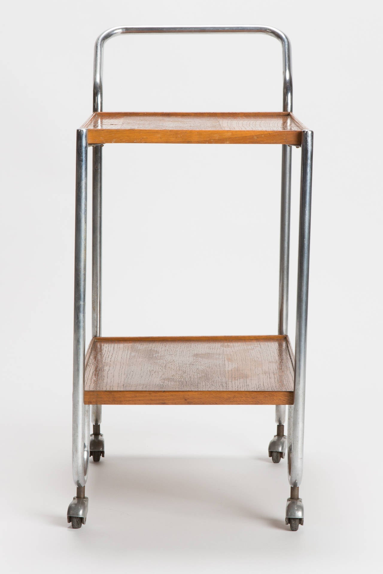 Italian Bauhaus Serving Trolley Bar Cart Steel Tube, 1930s For Sale