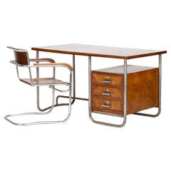 Italian Bauhaus Desk and Chair by Marcel Breuer, 1930s