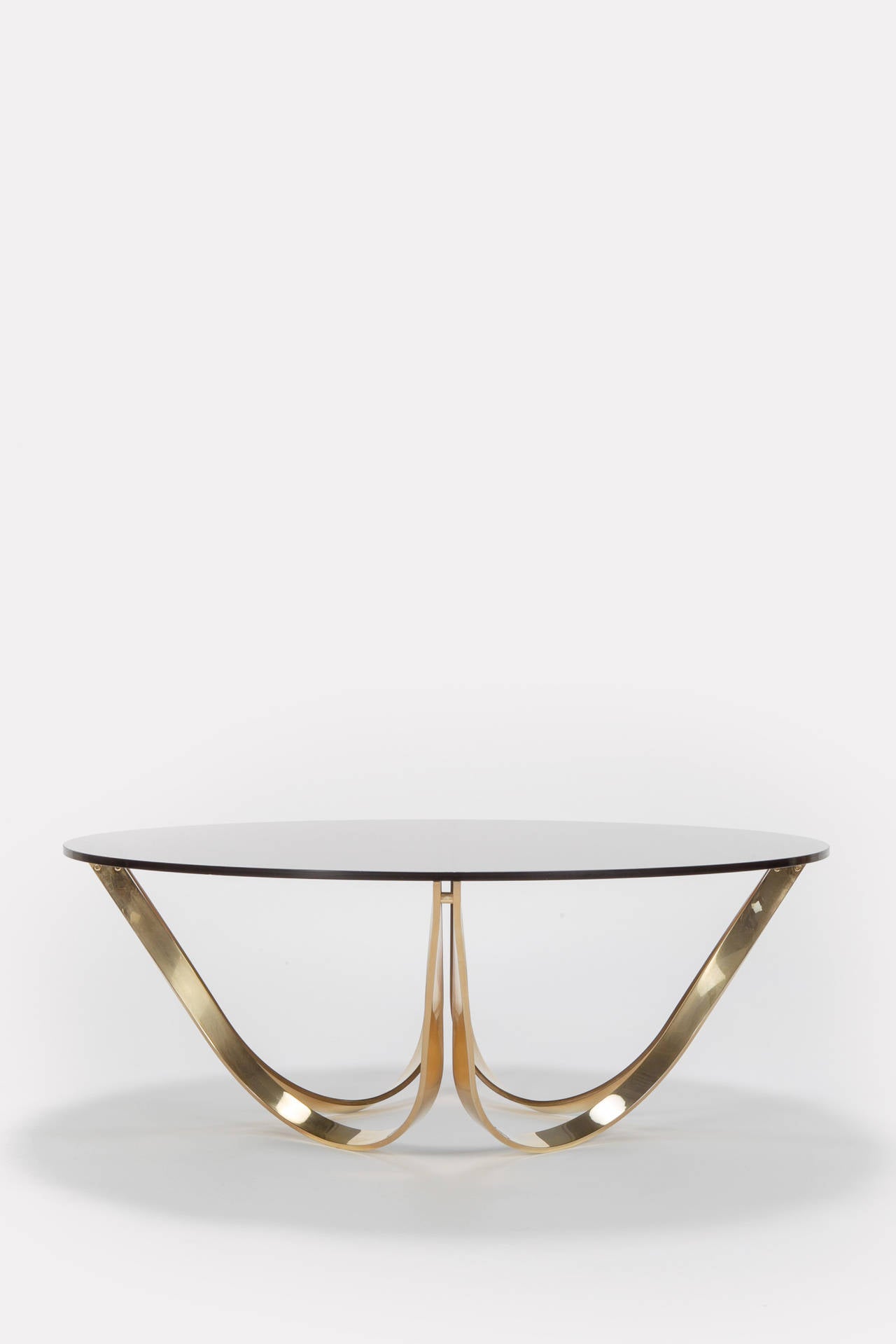 American Brass and Smoked Glass Coffee Table by Roger Sprunger for Tri Mark