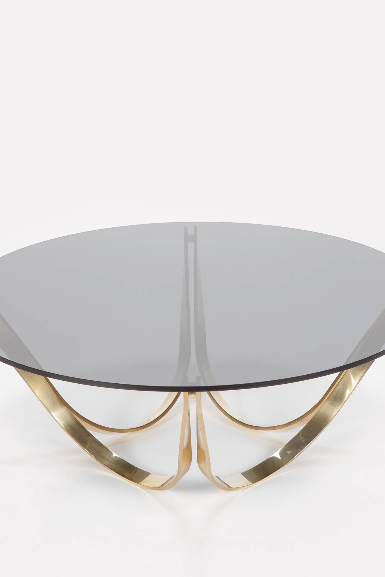 Mid-20th Century Brass and Smoked Glass Coffee Table by Roger Sprunger for Tri Mark