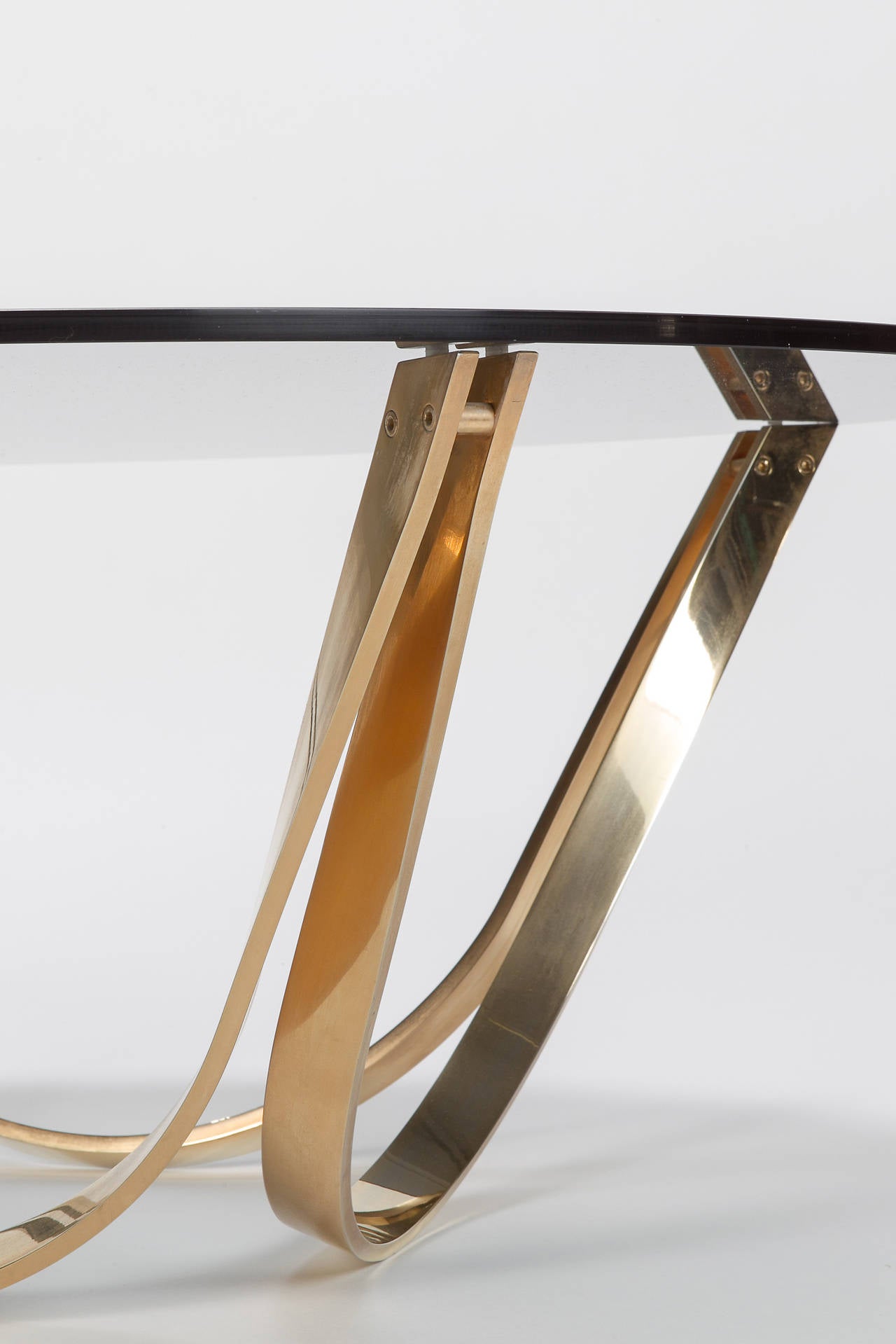 Brass and Smoked Glass Coffee Table by Roger Sprunger for Tri Mark 1