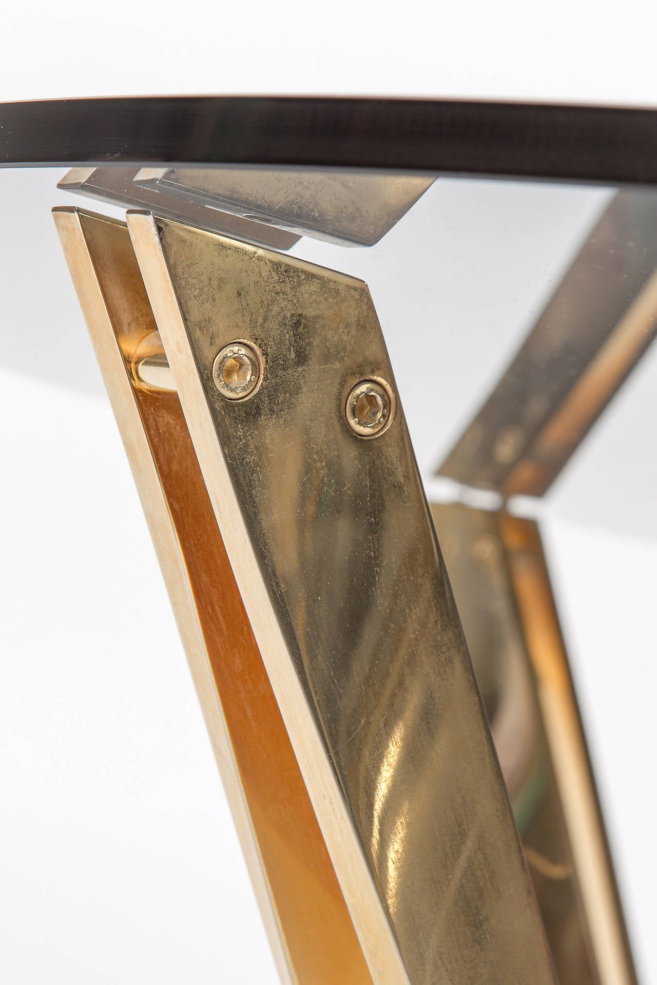 Brass and Smoked Glass Coffee Table by Roger Sprunger for Tri Mark 2