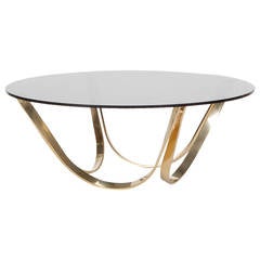 Brass and Smoked Glass Coffee Table by Roger Sprunger for Tri Mark
