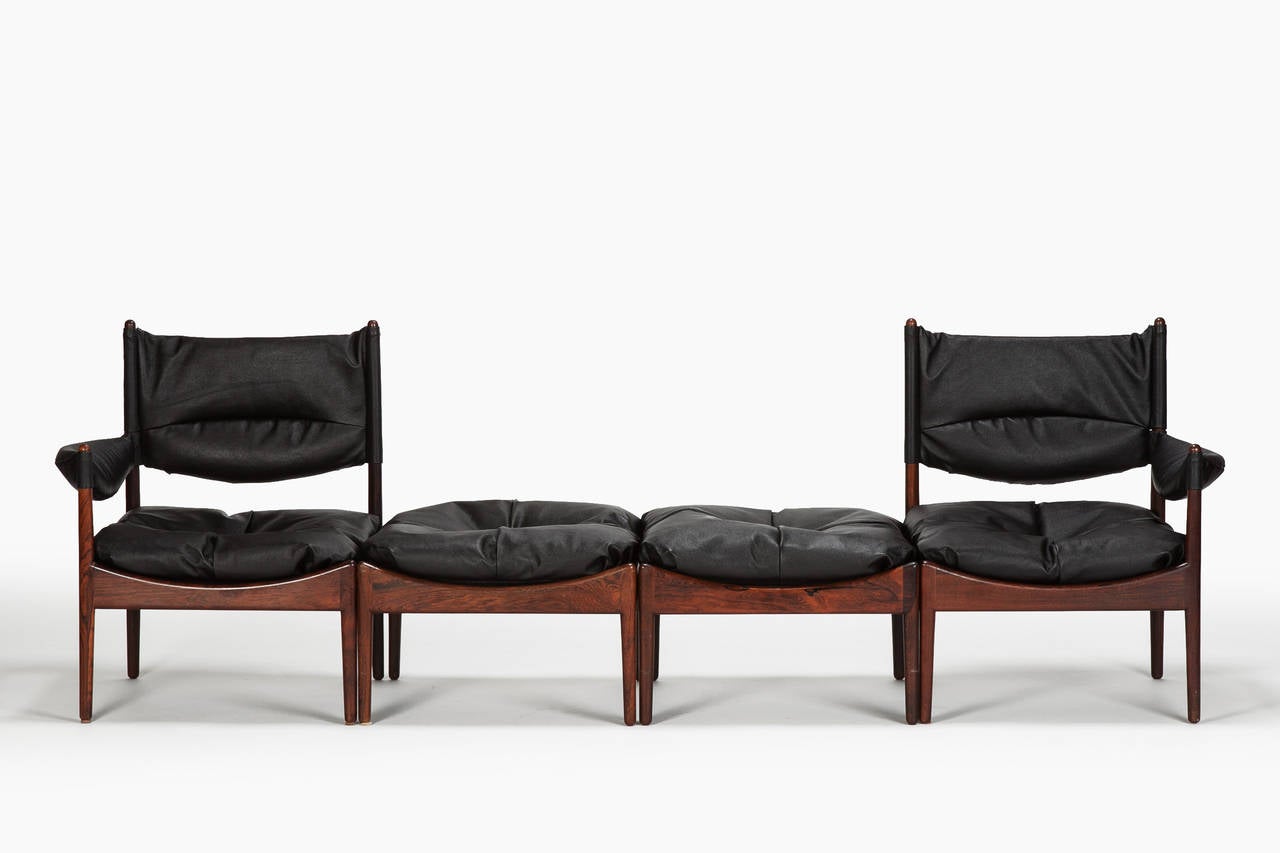 Mid-Century Modern Danish Rosewood Modus Lounge Chair Set by Kristian Solmer Vedel, 1960s