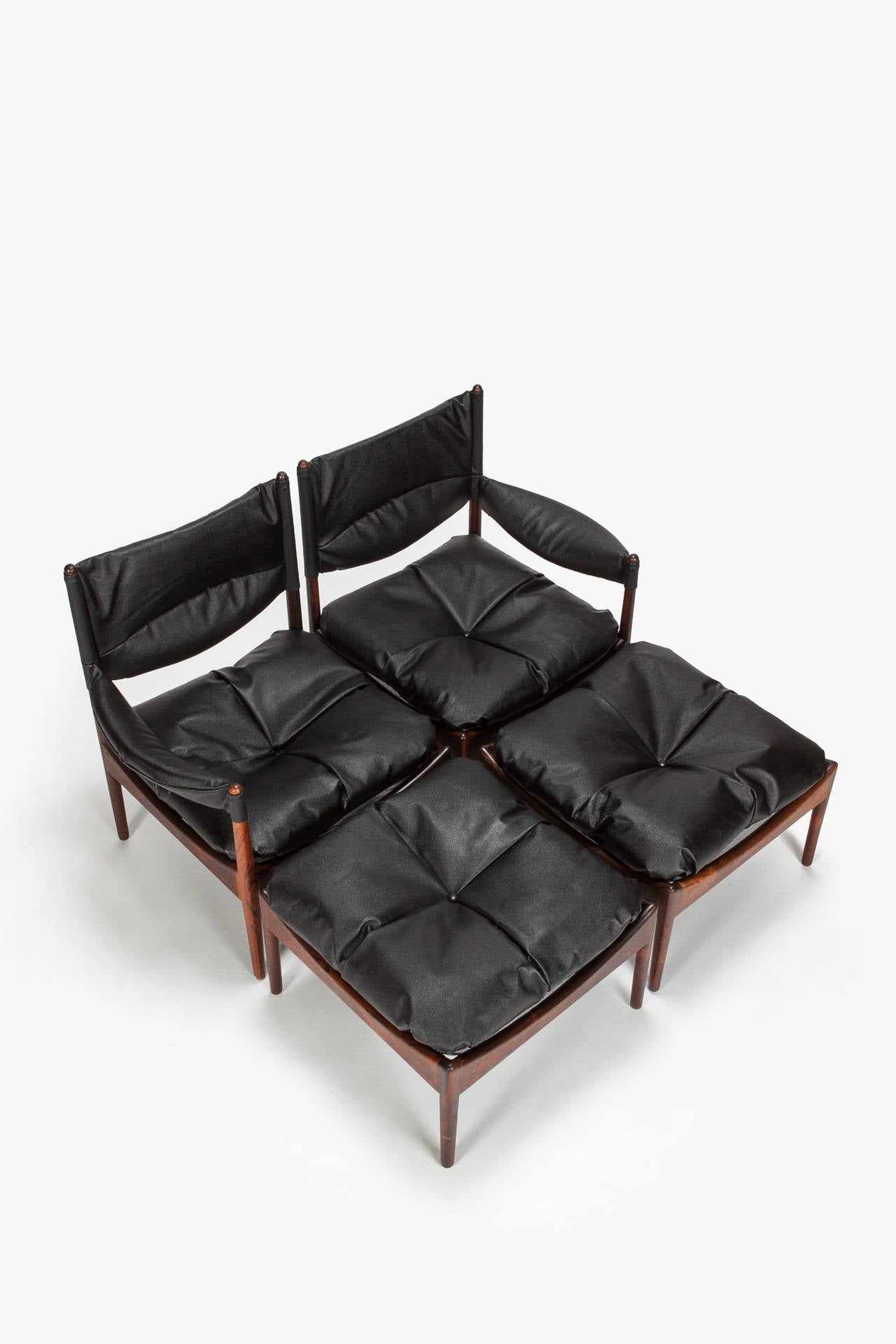 Danish Rosewood Modus Lounge Chair Set by Kristian Solmer Vedel, 1960s In Excellent Condition In Basel, CH