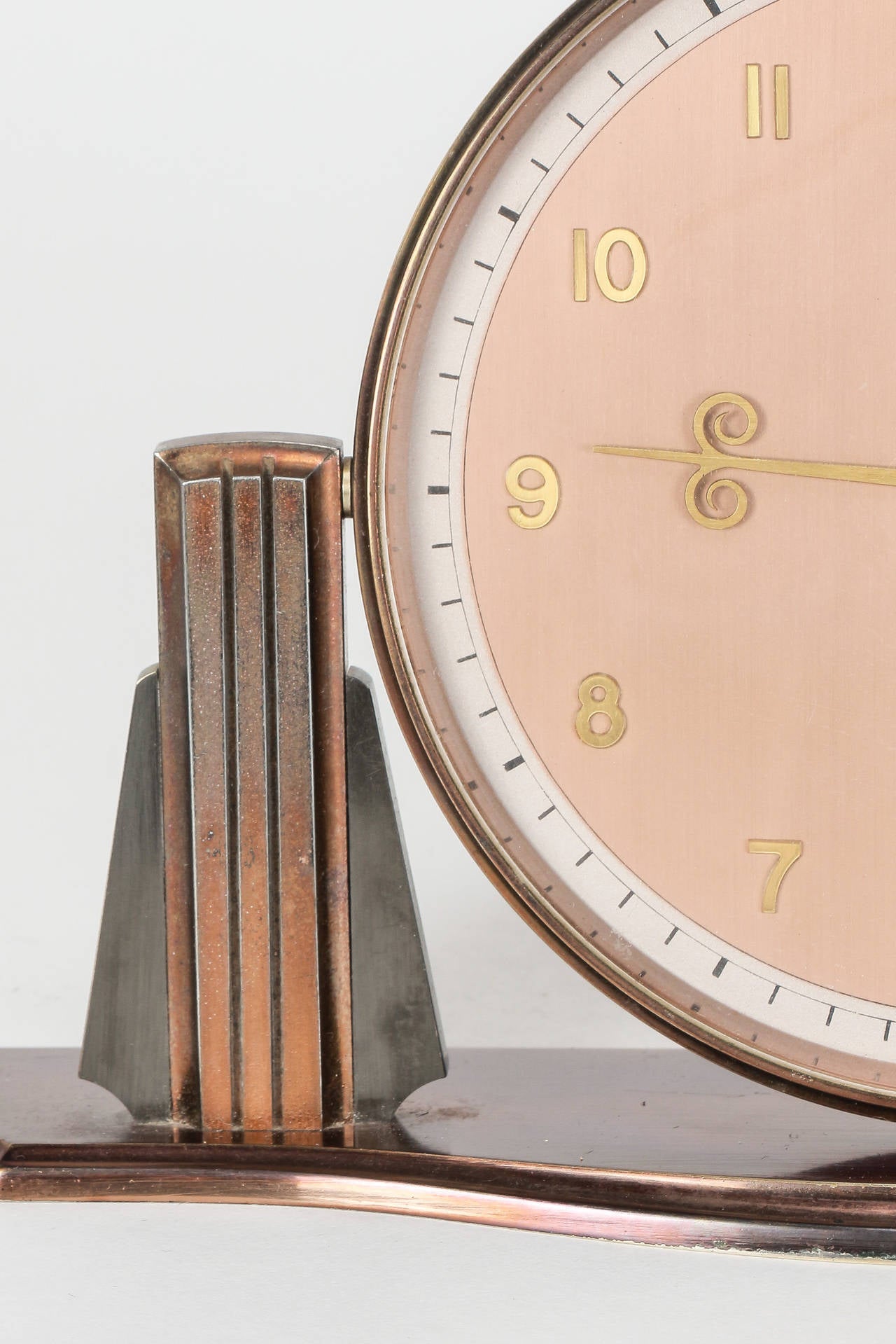 Mid-20th Century Swiss ImHof Art Deco Copper Table Clock, 1930s