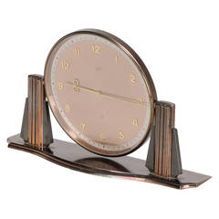 Swiss ImHof Art Deco Copper Table Clock, 1930s