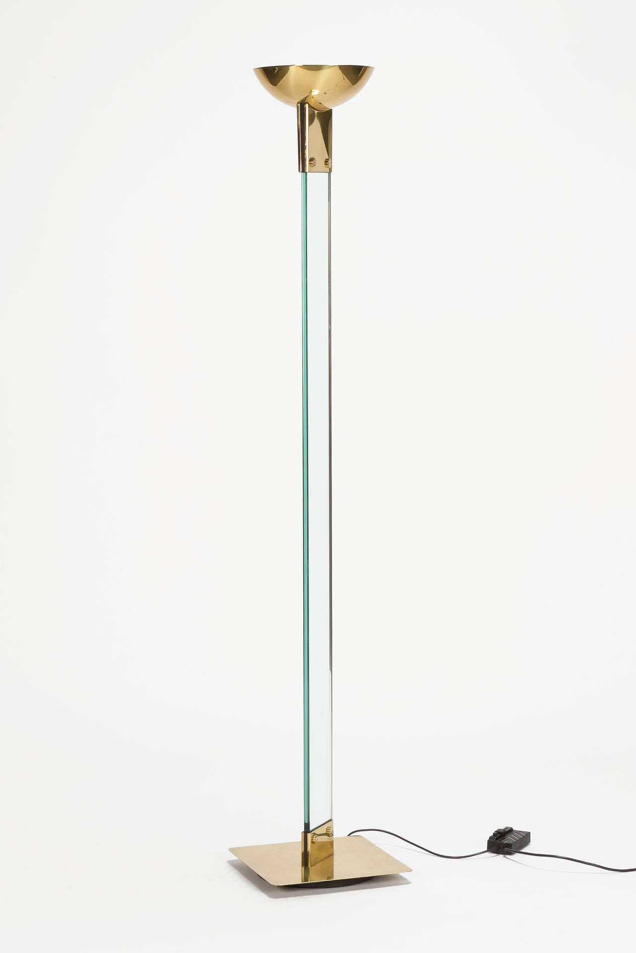 Italian Brass Torchiere Laser by Max Baguara for Lamperti