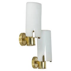 Pair of Swiss Brass and Lucite Wall Sconces, 1960s