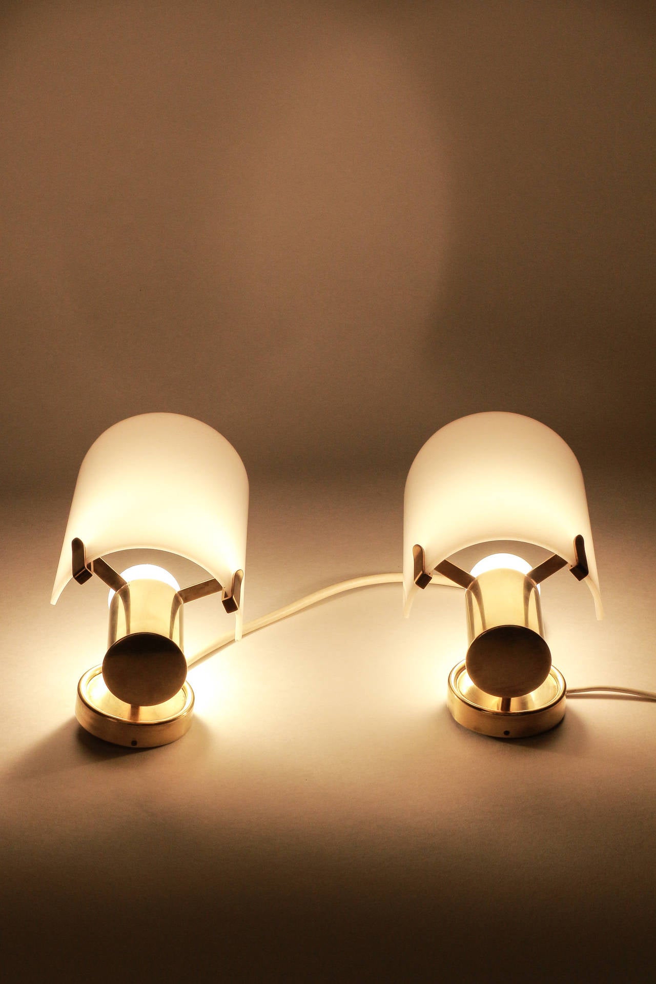 Pair of Swiss Brass and Lucite Wall Sconces, 1960s For Sale 3