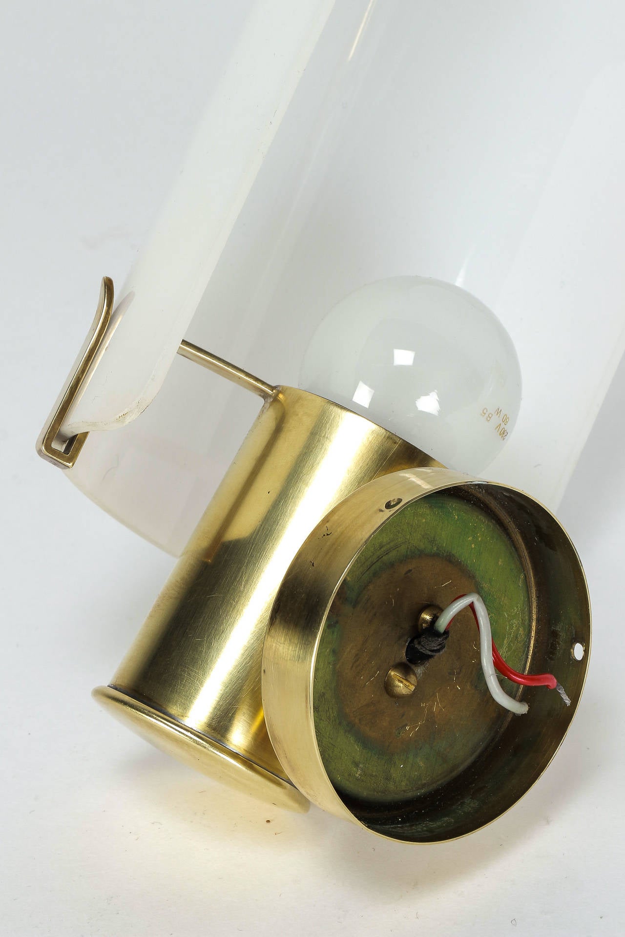 Pair of Swiss Brass and Lucite Wall Sconces, 1960s For Sale 1