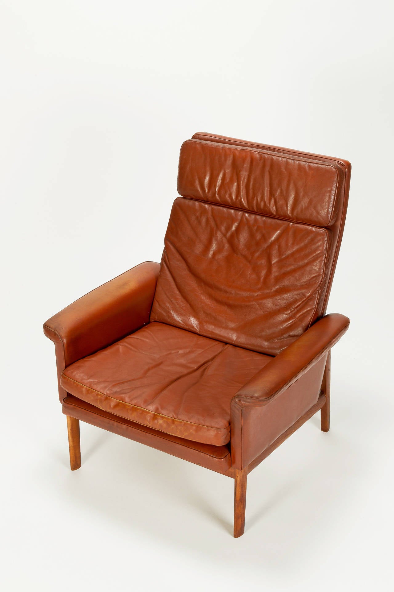 Mid-20th Century Jupiter High Back Chair Leather Teak by Finn Juhl, 1960s