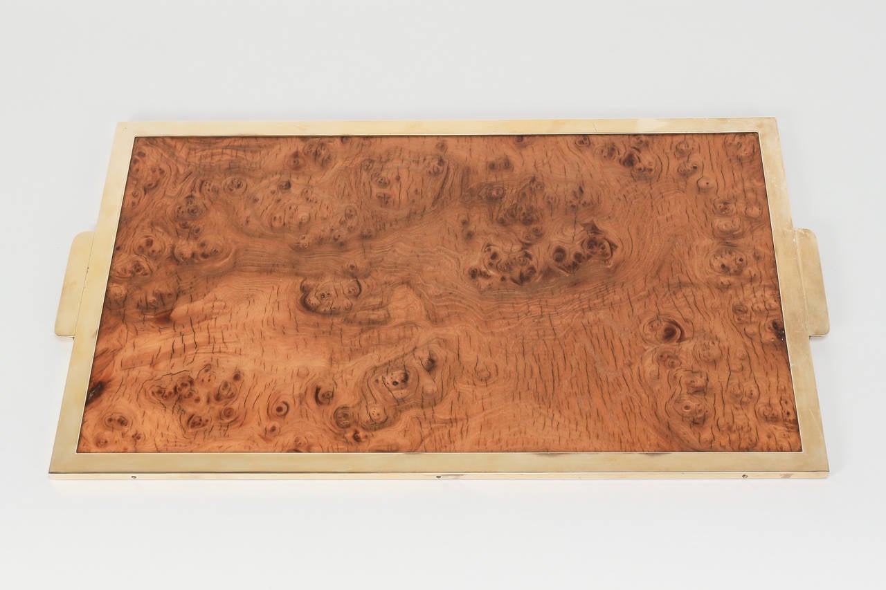 Bird's Eye Maple and Brass Tray in the Willy Rizzo Style, 1970