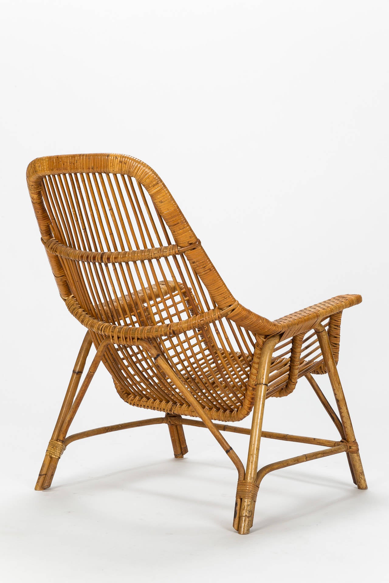 Pair of Italian Wicker Chairs by George Coslin, 1956 In Excellent Condition In Basel, CH