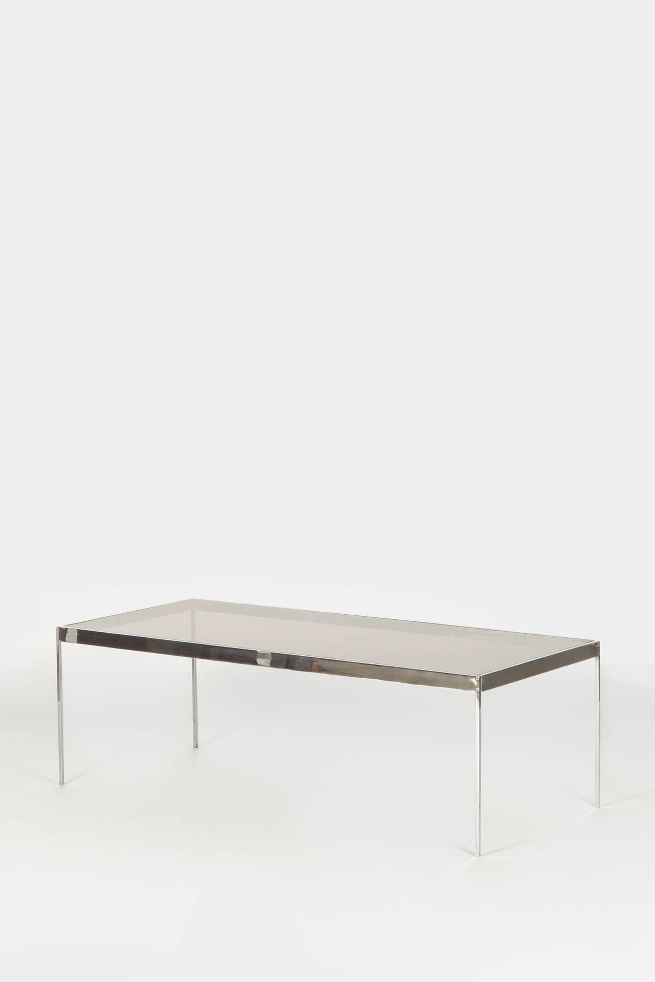 Swiss Glass and Chrome Coffee Table by Dieter Waeckerlin