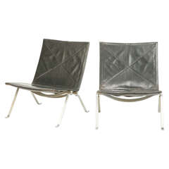 Pair of Kjaerholm PK22 Chairs by E. Kold Christensen from 1958 Pair of Kjaerholm PK22 Chairs by E. Kold Christensen from 1958