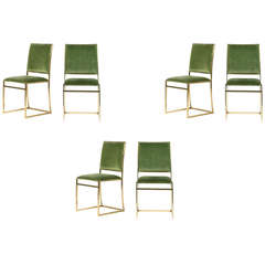 Six Italian Brass Dining Chairs in Style of Willy Rizzo