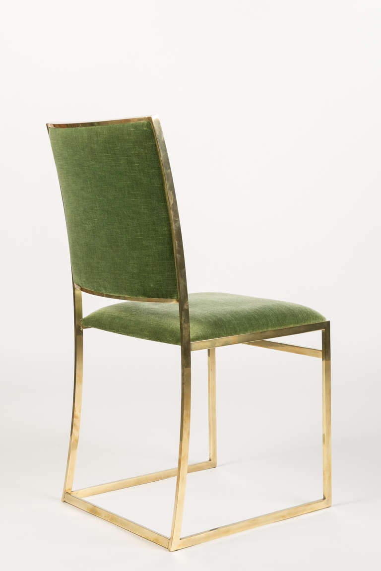 Mid-Century Modern Six Italian Brass Dining Chairs in Style of Willy Rizzo