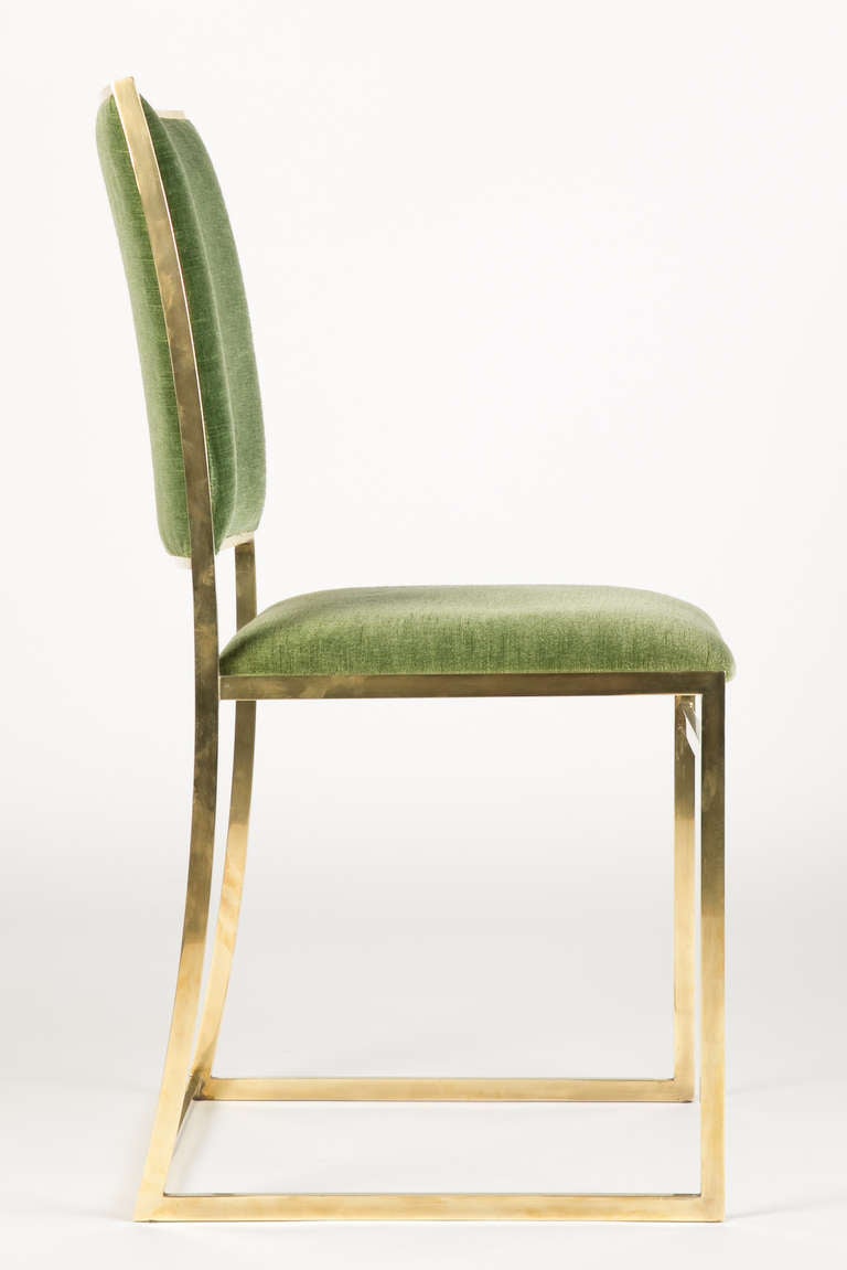 Six Italian Brass Dining Chairs in Style of Willy Rizzo In Excellent Condition In Basel, CH