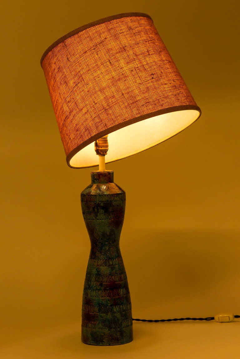 Mid-Century Modern Italian Pottery Table Lamp by Aldo Londi, Bitossi