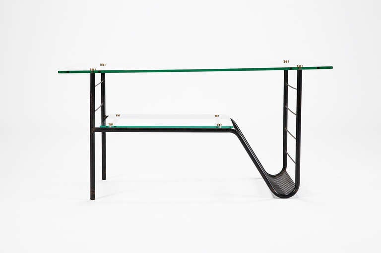 Mid-Century Modern French Crystal Glass Magazine Table by Pierre Guariche