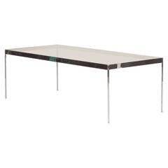 Swiss Glass and Chrome Coffee Table by Dieter Waeckerlin