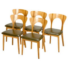 Five Dining Chairs, Model Peter by Niels Koefoed in Oak