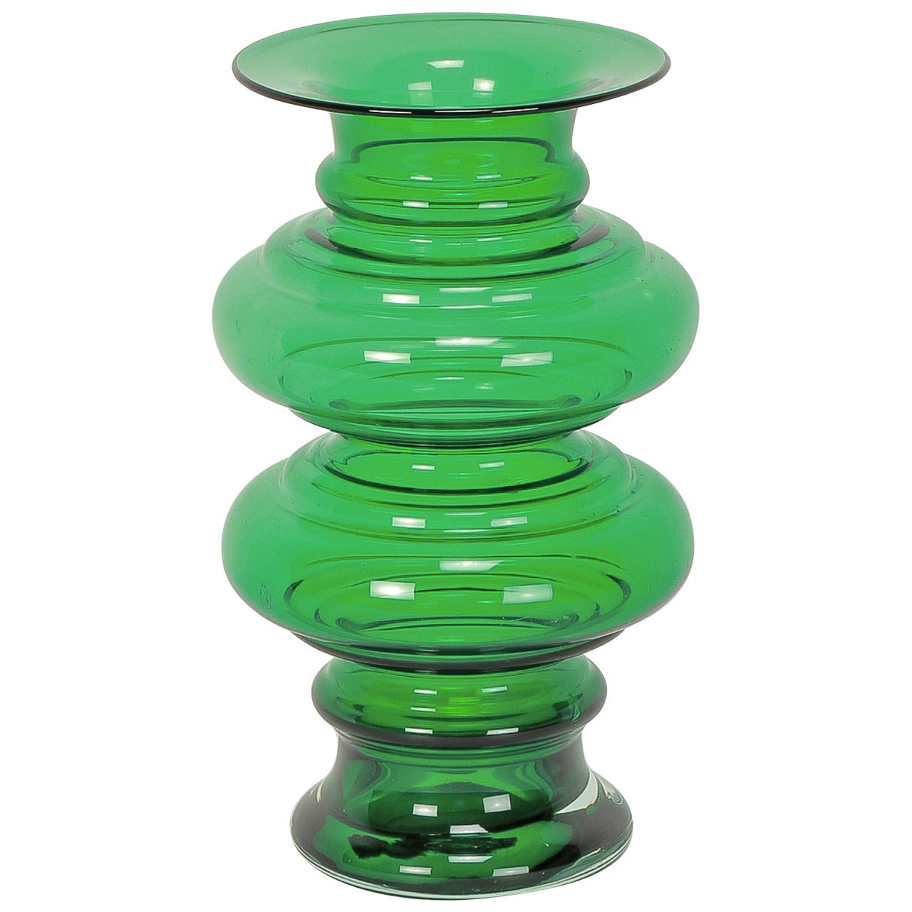 Finnish Green Glass Vase by Tamara Aladin for Riihimaen Lasi Oy, 1960s