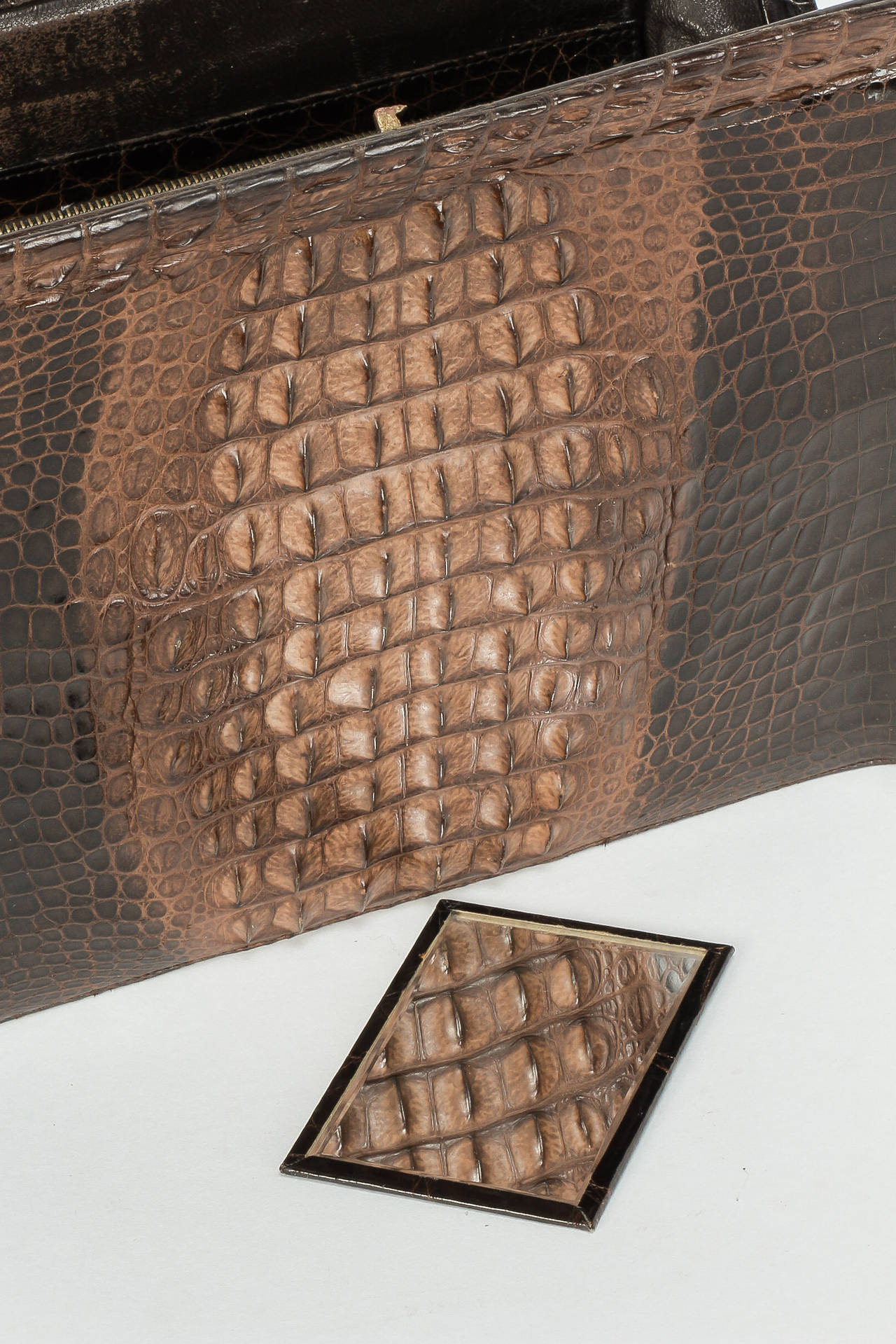 Real Alligator Leather Handbag Purse, 1940s For Sale 3