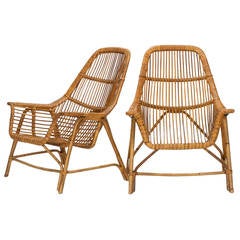 Pair of Italian Wicker Chairs by George Coslin, 1956
