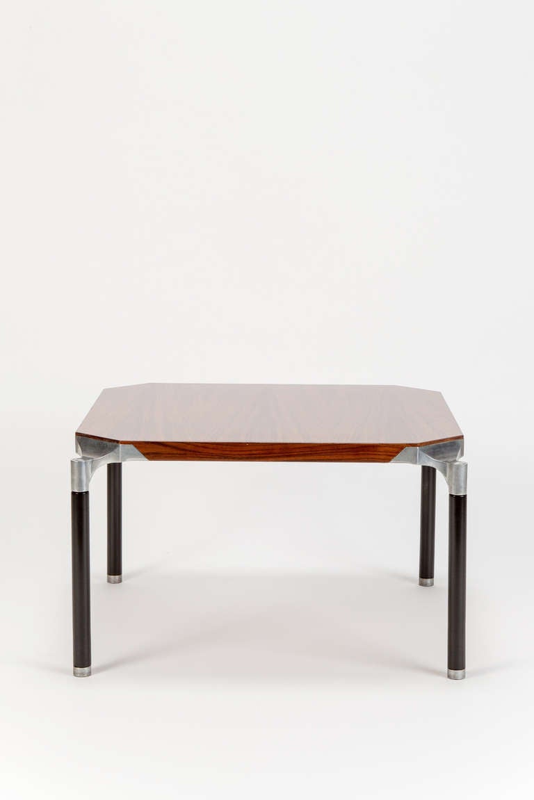 Mid-Century Modern Mahogany & Metal Coffee Table by Ico & Luisa Parisi For Sale