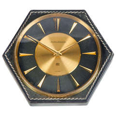 Hermes Table Clock Jeager-LeCoultre Hand-Stitched Leather, 1964 8