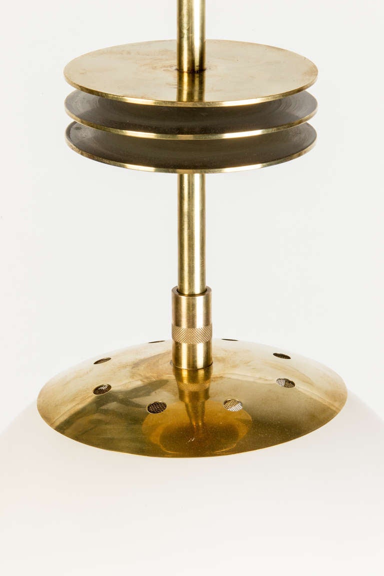 Mid-20th Century Art Deco Swiss Brass Ceiling Lamp by BAG Turgi