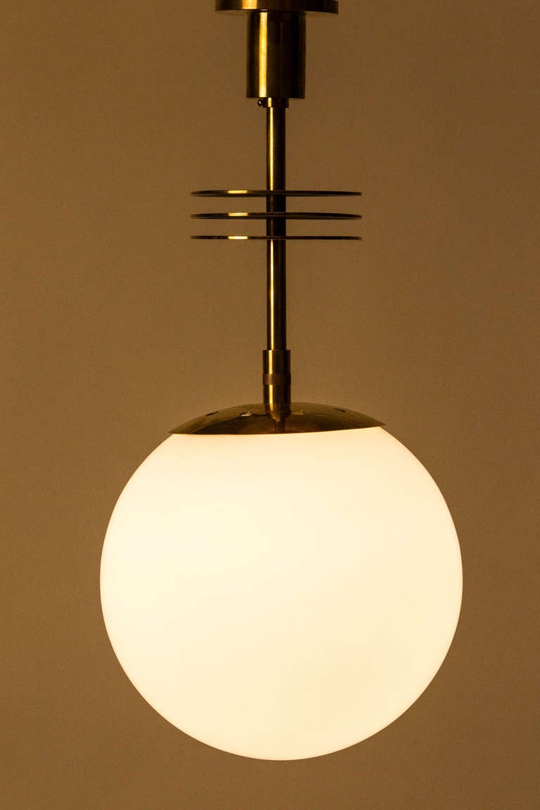 Art Deco Swiss Brass Ceiling Lamp by BAG Turgi 3