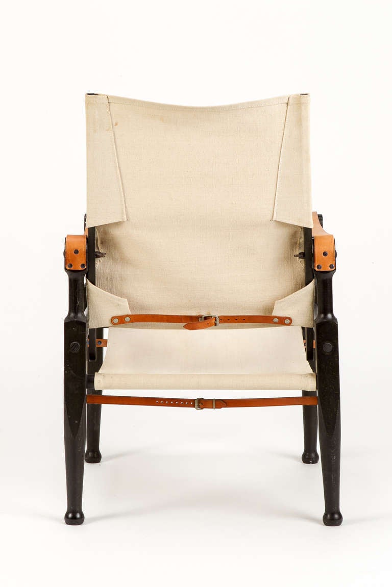 Swiss Safari Chair in Linen by Wilhelm Kienzle